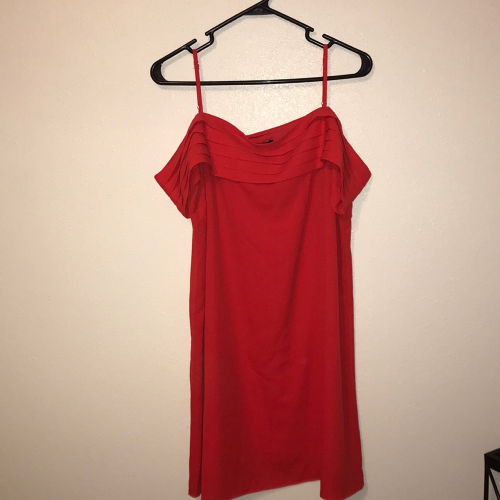 RED Off shoulder dress with straps